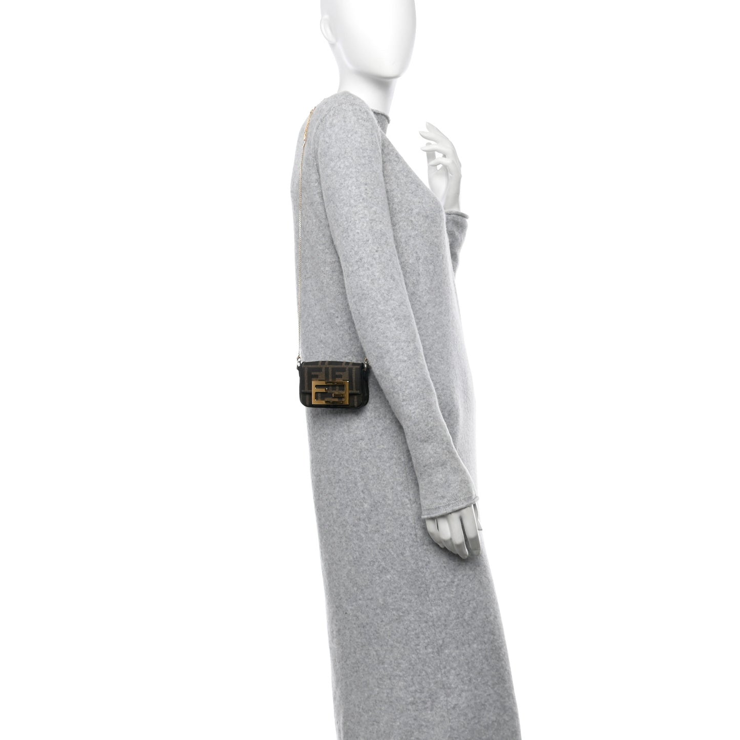 Fabric Jacquard FF 1974 Nano Baguette Charm Tobacco Moro Black