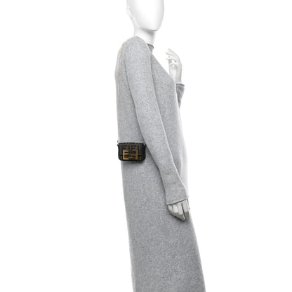 Fendi Fabric Jacquard FF 1974 Nano Baguette Charm Tobacco Moro Black 2 of 13