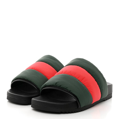 Gucci Nylon Web Womens Slide Sandals 40 Black Green Red 3 of 9