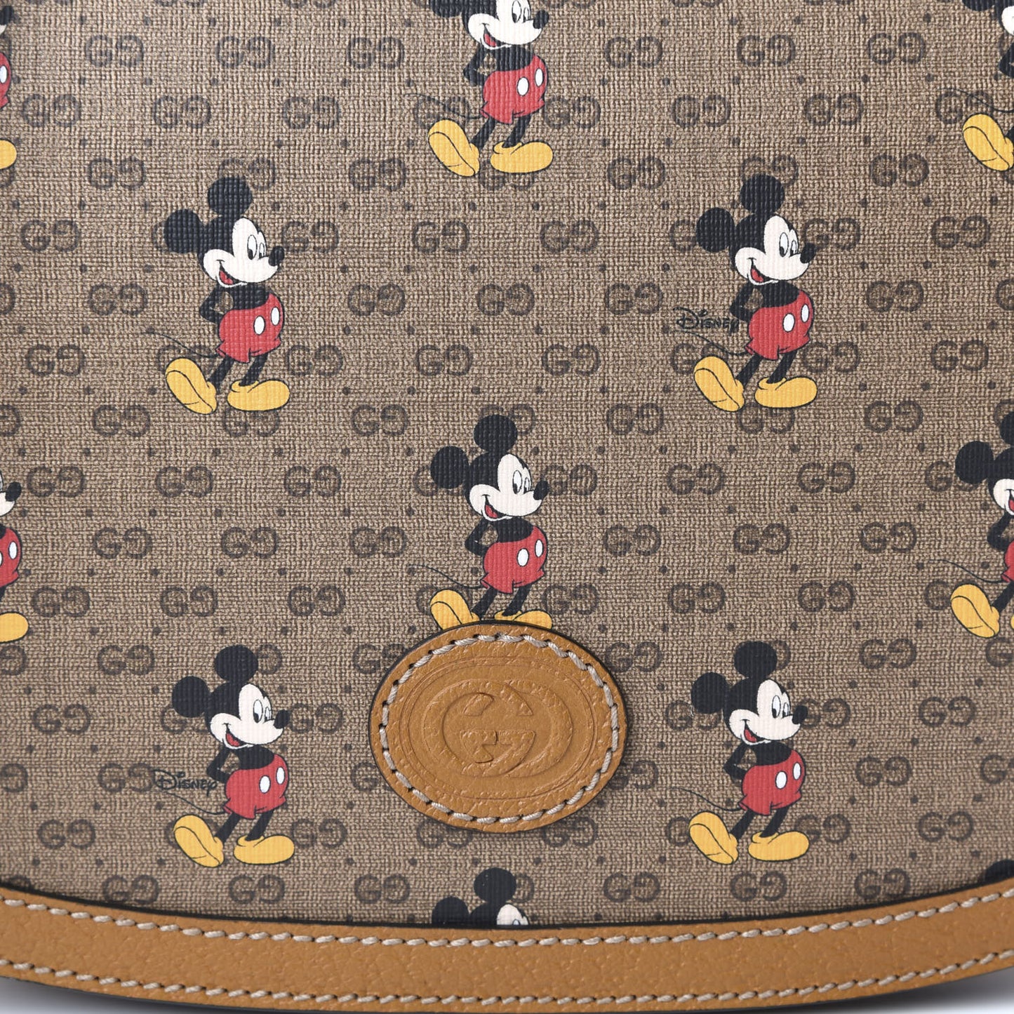 X DISNEY Mini Vintage GG Supreme Monogram Mickey Mouse Small Flap Messenger Bag Beige Vintage Sun Oil