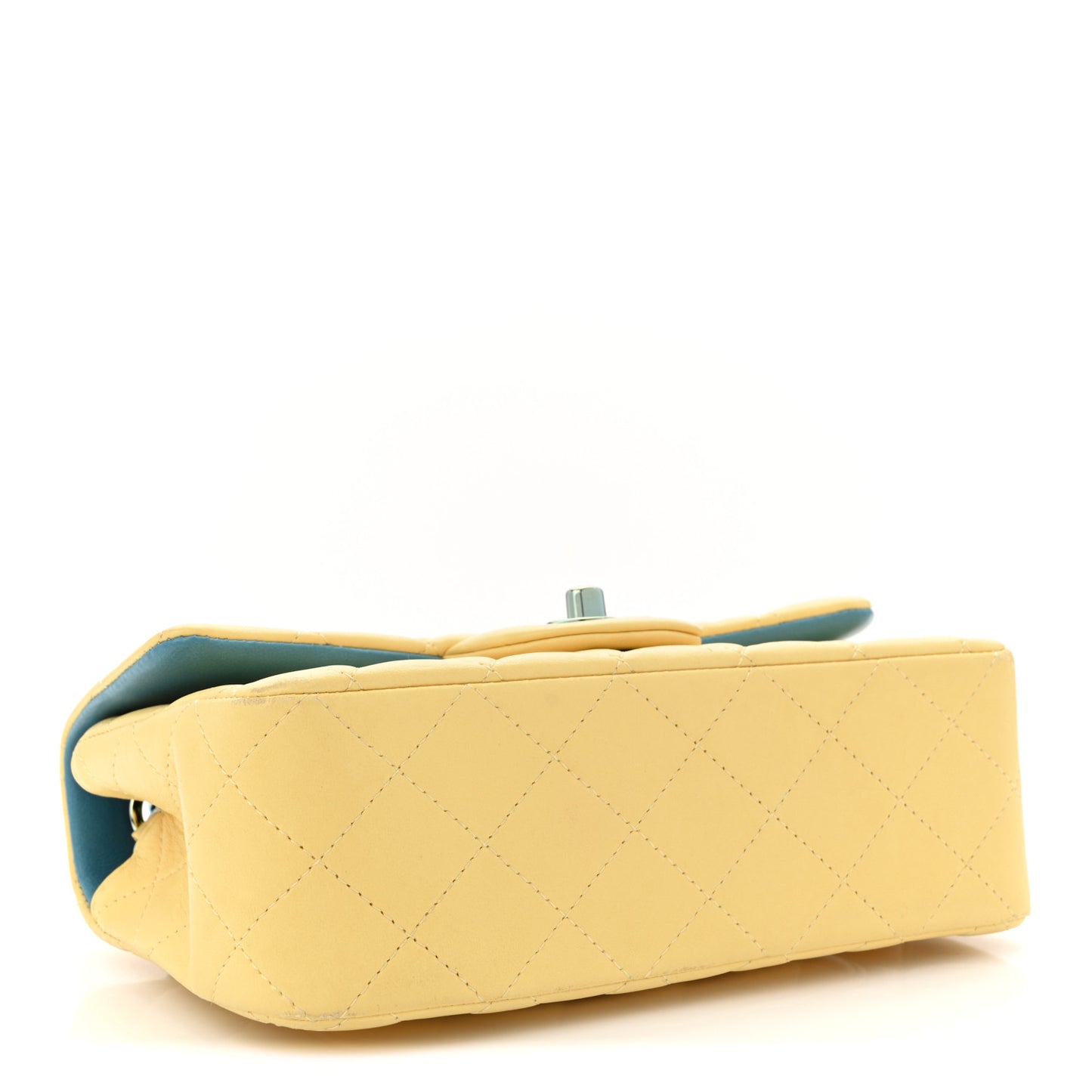 Lambskin Quilted Mini Rectangular Flap Yellow Blue