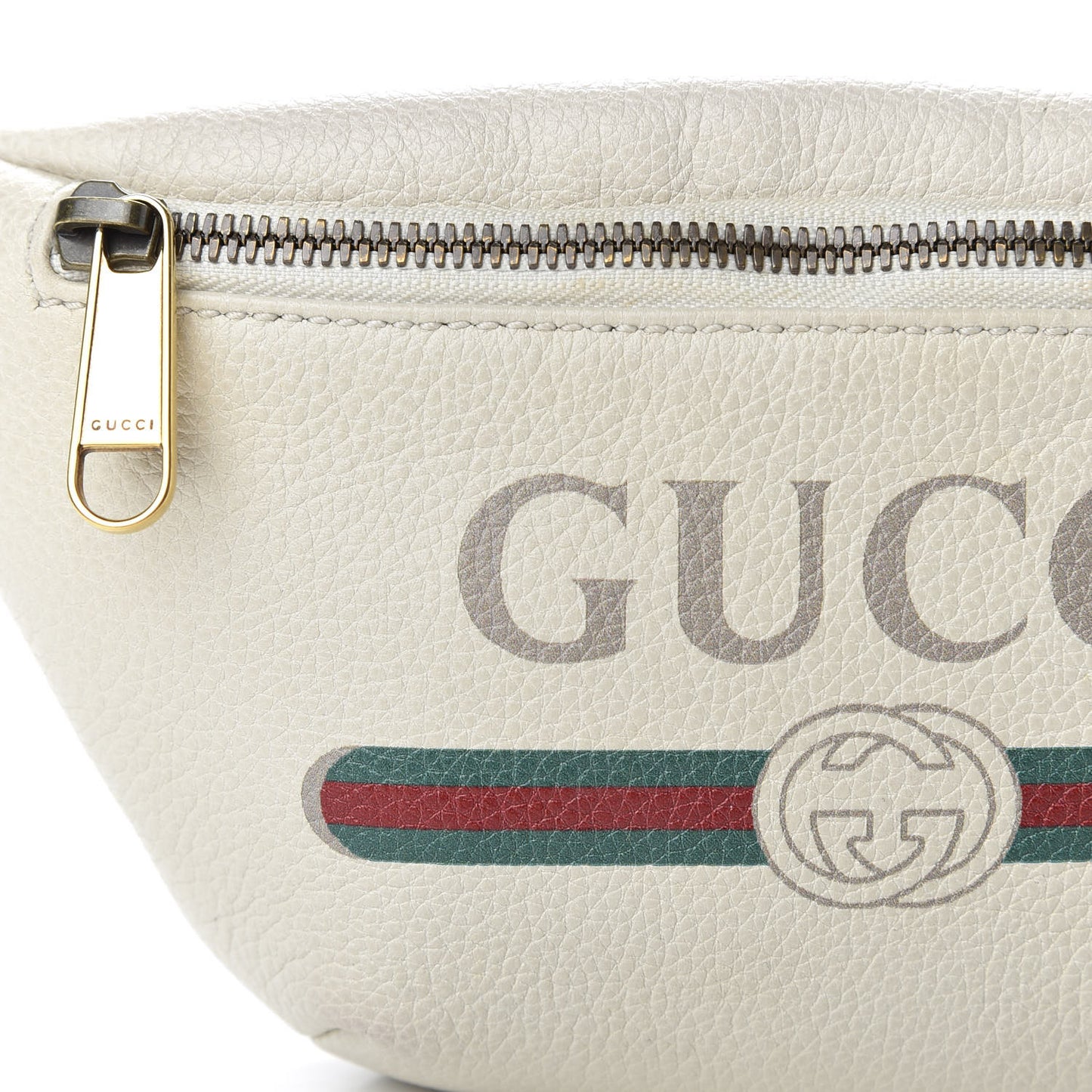 Grained Calfskin Small Logo Belt Bag White