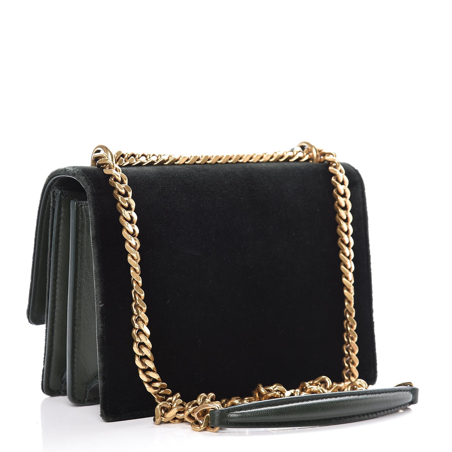 Saint Laurent Velvet Small Monogram Sunset Dark Green 3 of 8