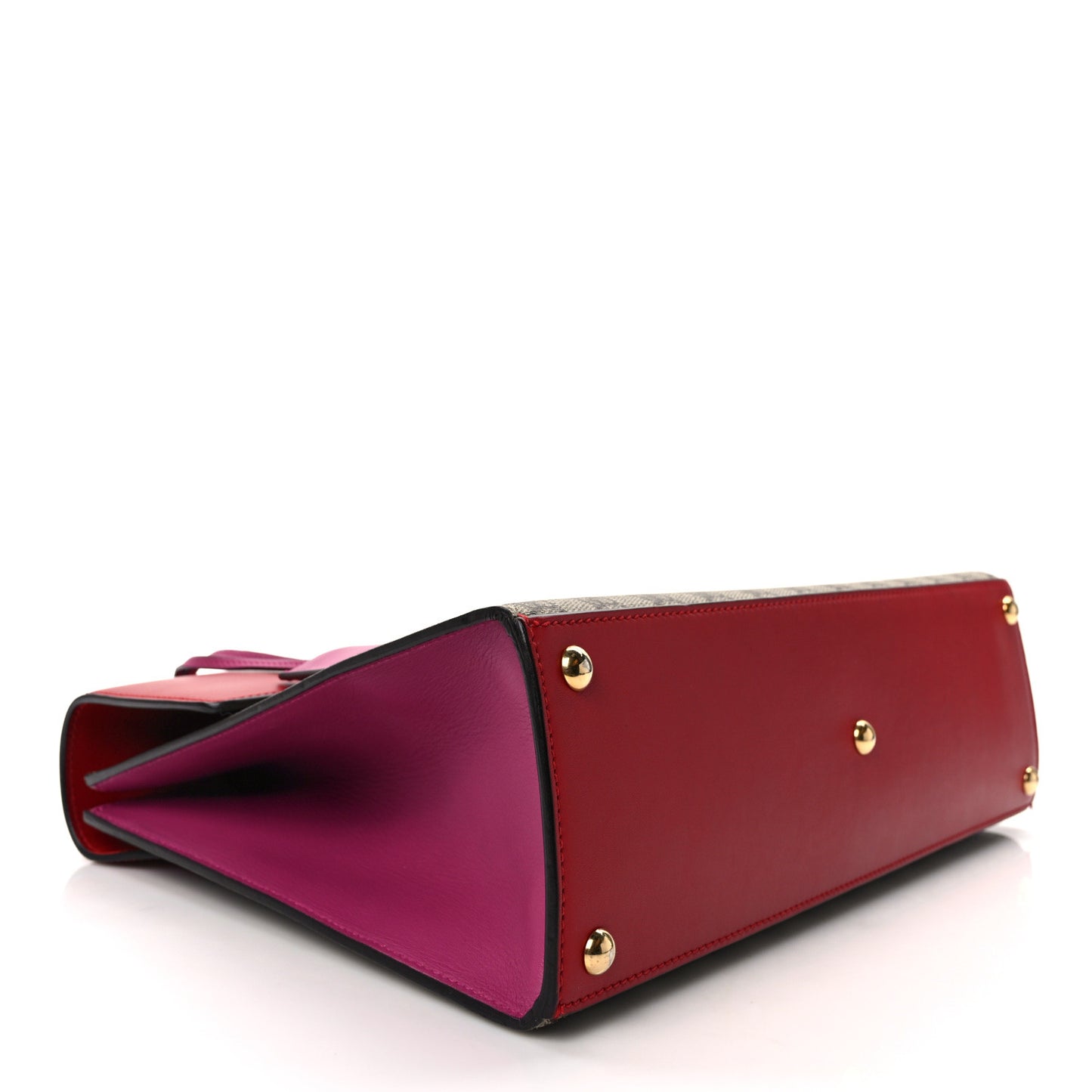 GG Supreme Monogram Calfskin Medium Padlock Top Handle Bag Beige Hibiscus Red New Rosette