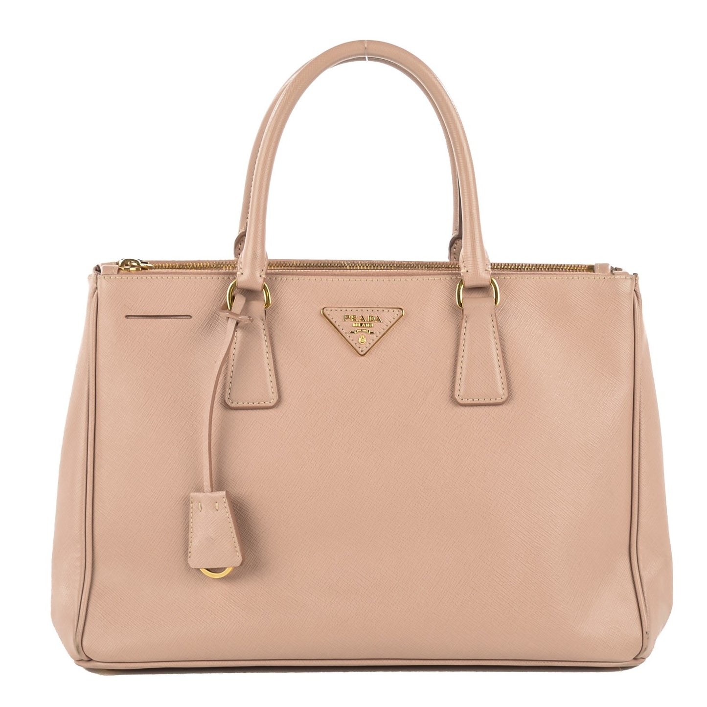 Saffiano Lux Medium Double Zip Tote Cammeo
