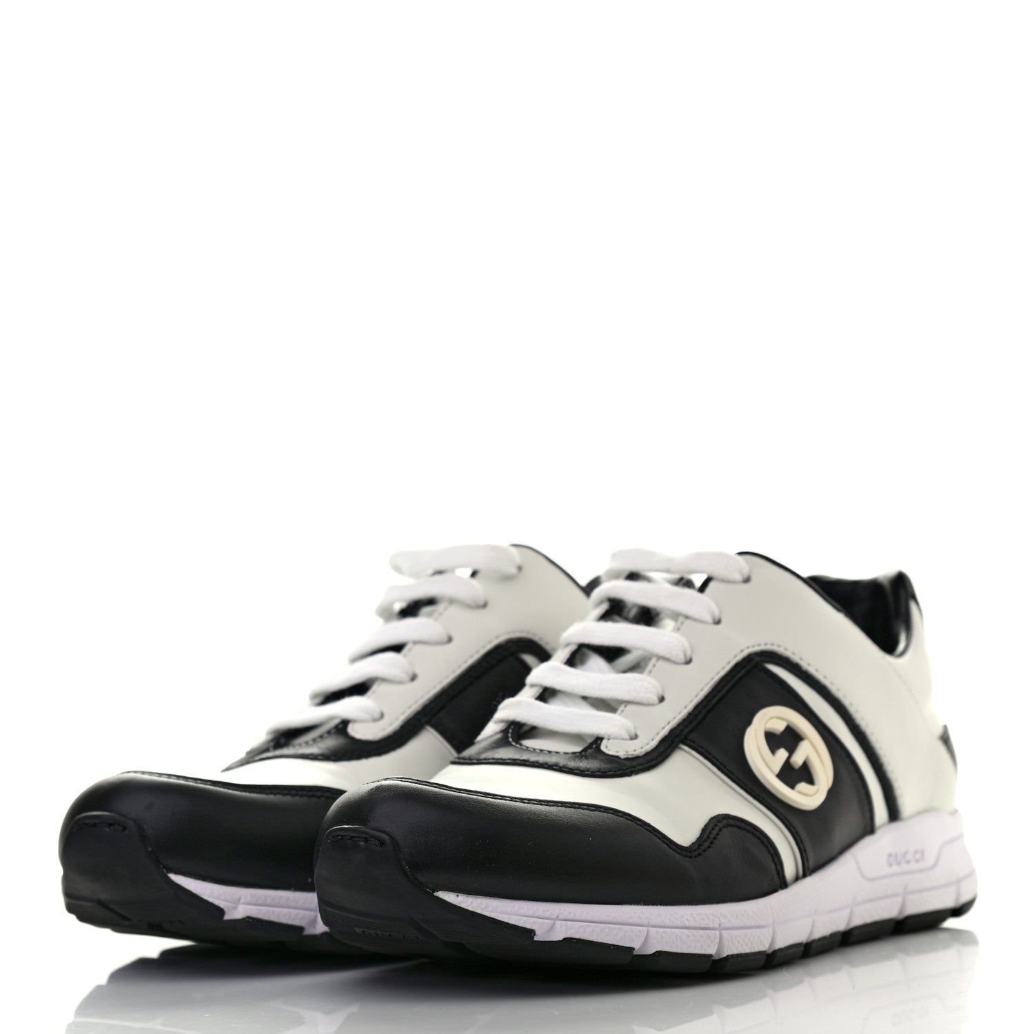 Gucci Calfskin Womens Interlocking G Sneakers 36.5 Black White 3 of 7