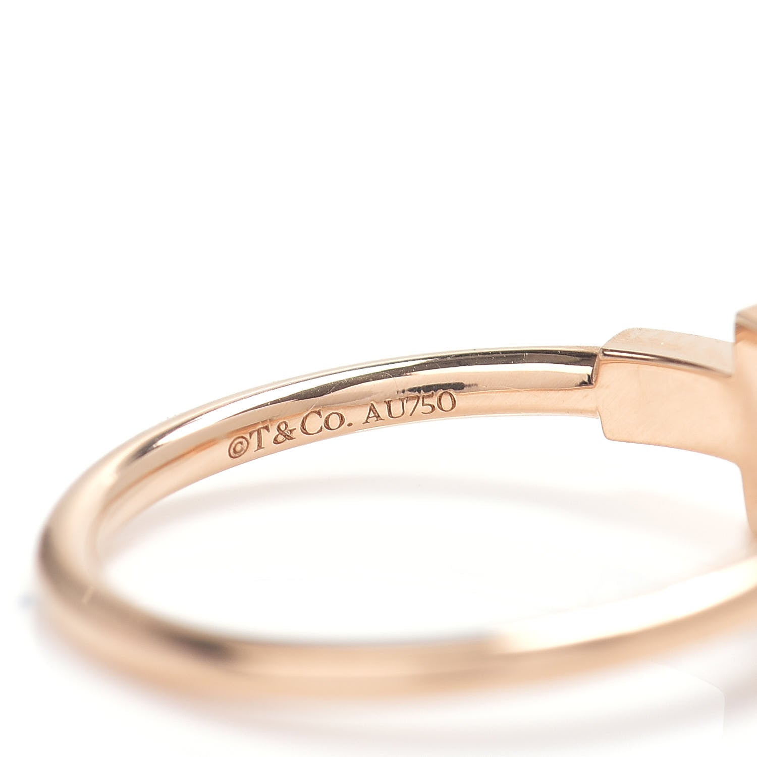 Tiffany 18K Rose Gold Diamond T Wire Ring 52 6 5 of 5