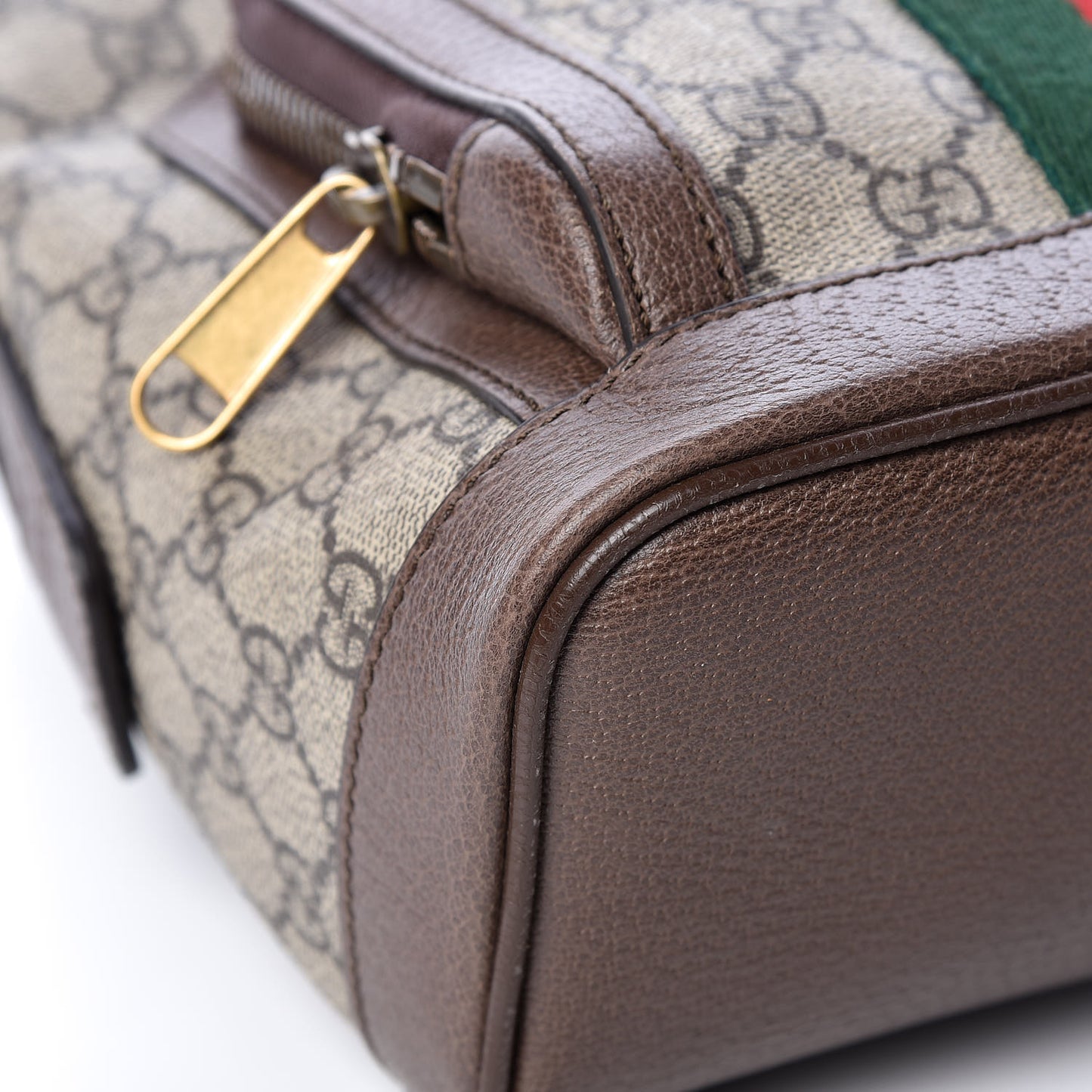 GG Supreme Monogram Calfskin Web Small Ophidia Day Backpack Beige Ebony New Acero