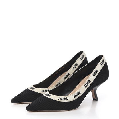 Christian Dior Technical Canvas Ribbon Embroidered J'Adior 65mm Pumps 38 Black 3 of 8