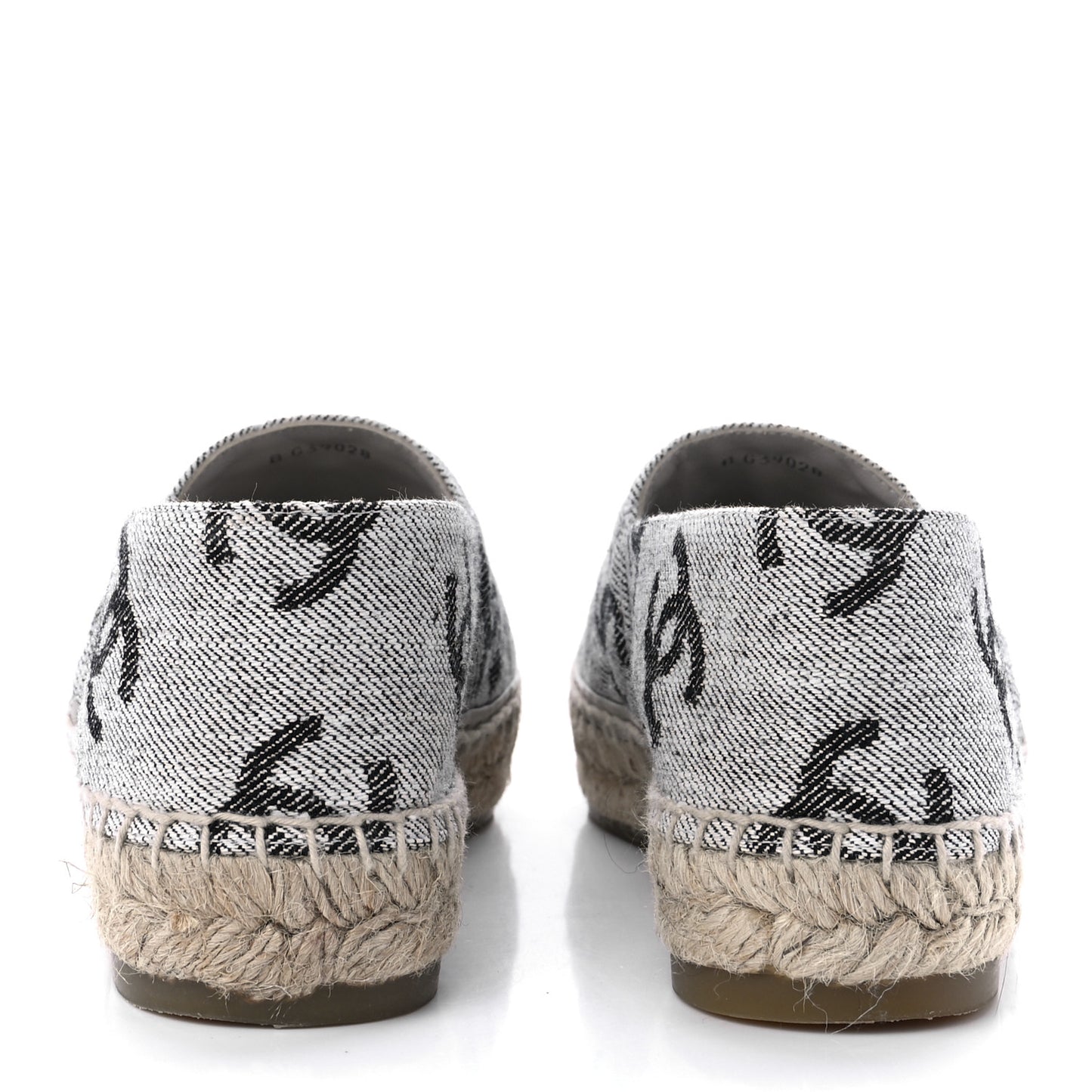 Cotton Jacquard Grosgrain CC Print Espadrilles 37 Grey Black