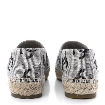 Chanel Cotton Jacquard Grosgrain CC Print Espadrilles 37 Grey Black 6 of 12