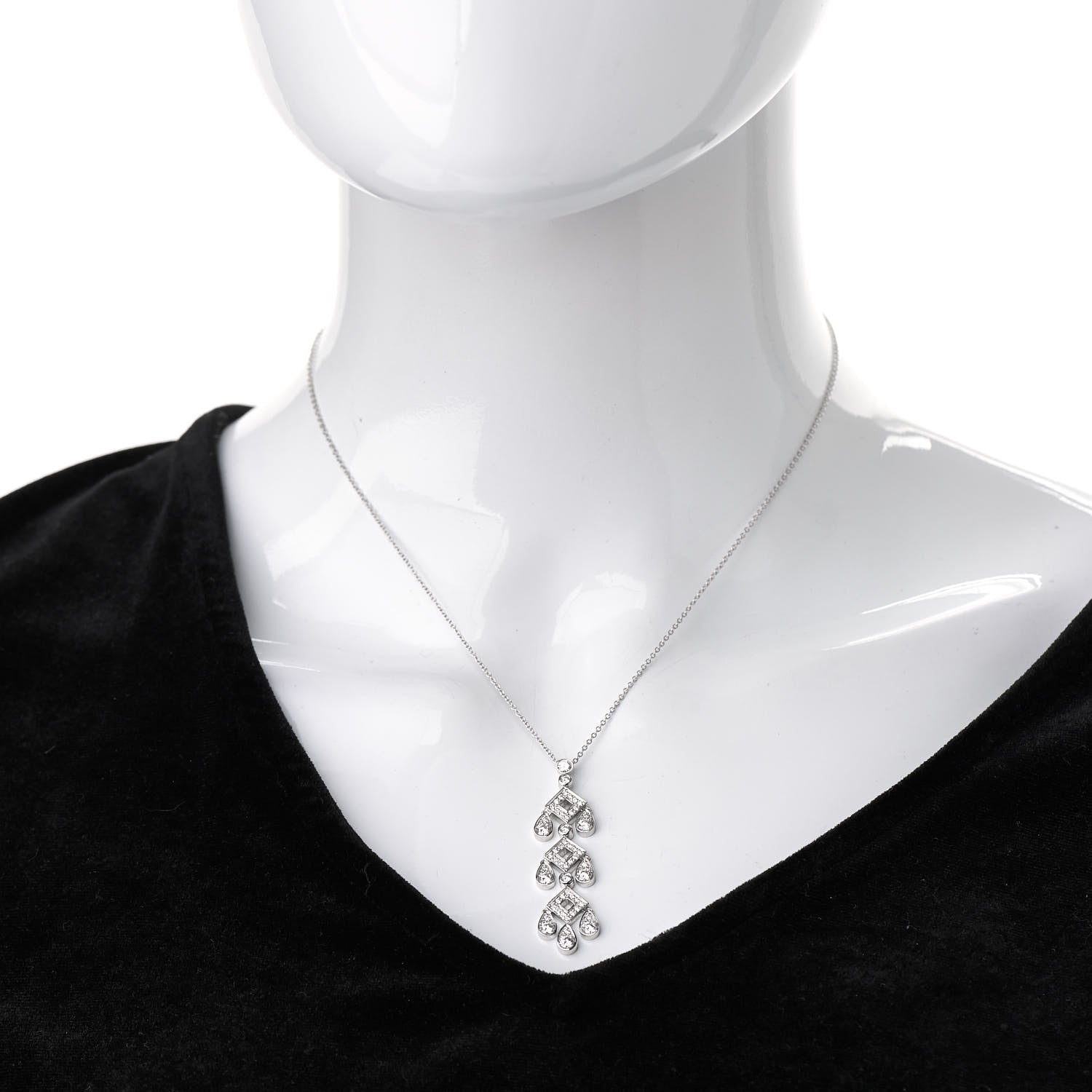 Tiffany Platinum Diamond Jazz Pagoda Pendant Necklace 2 of 5