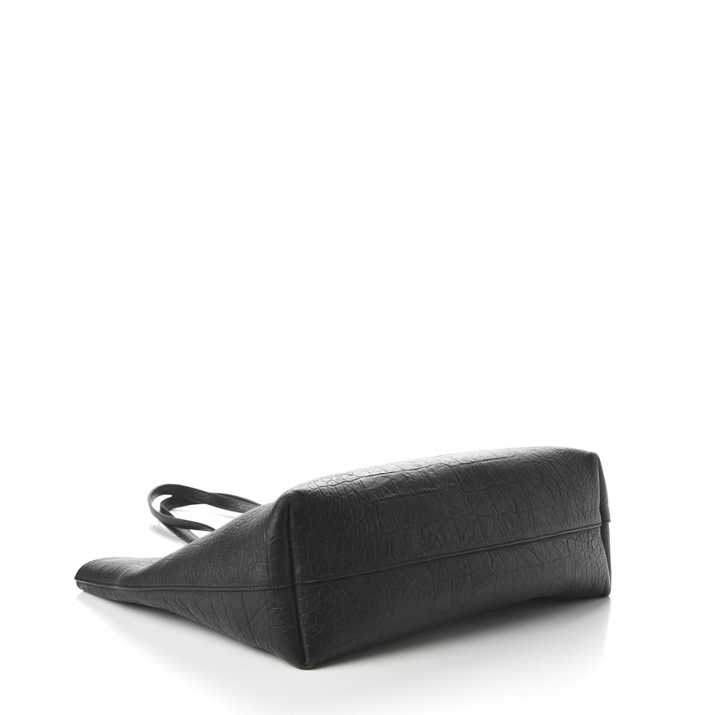 Calfskin Crocodile Embossed Large Shopper Tote Black