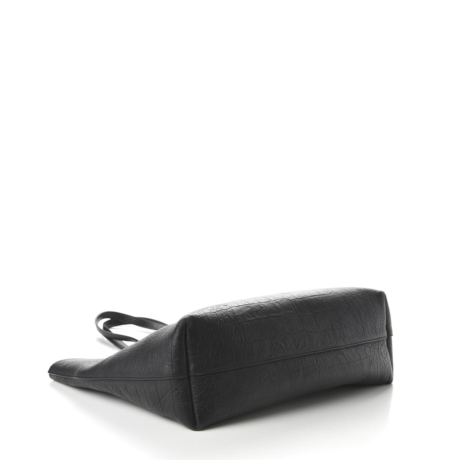 Saint Laurent Calfskin Crocodile Embossed Large Shopper Tote Black 4 of 9