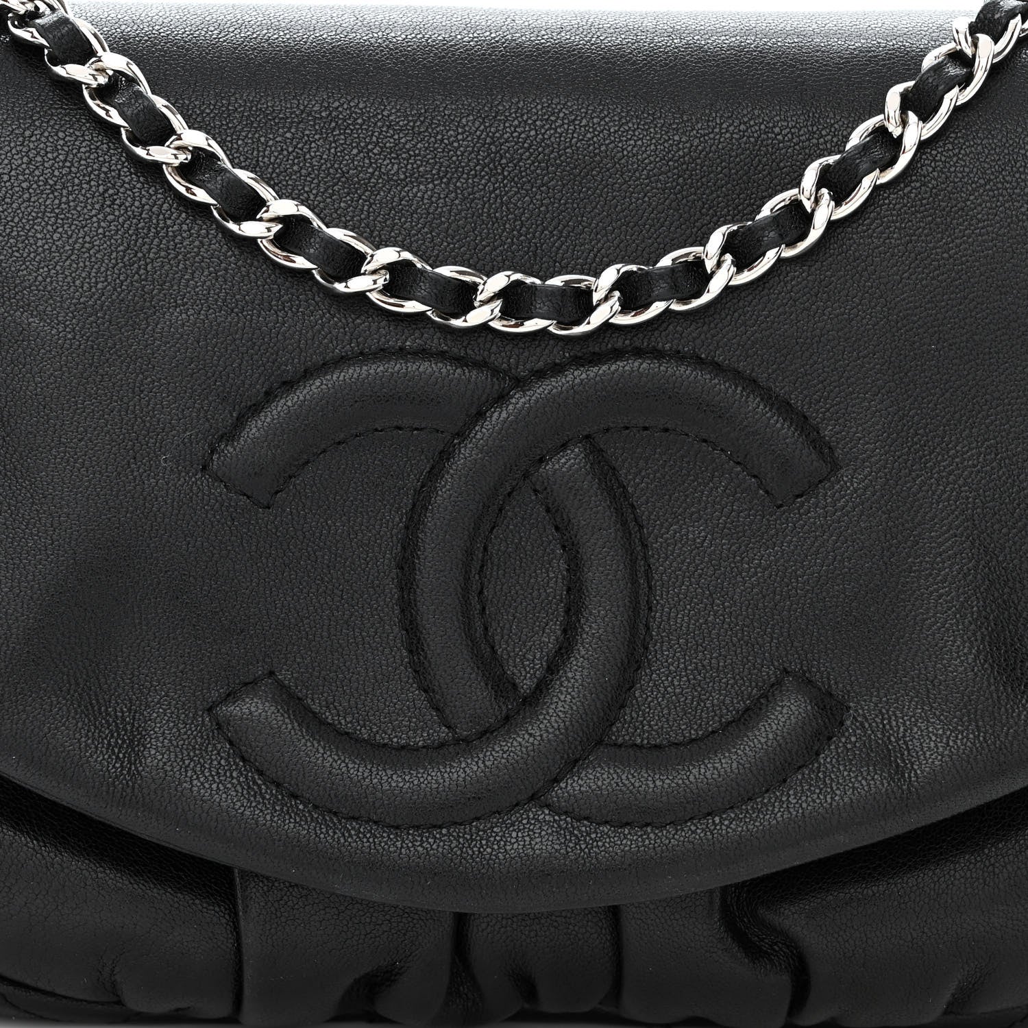 Chanel Lambskin Half Moon Wallet On Chain WOC Black 9 of 11