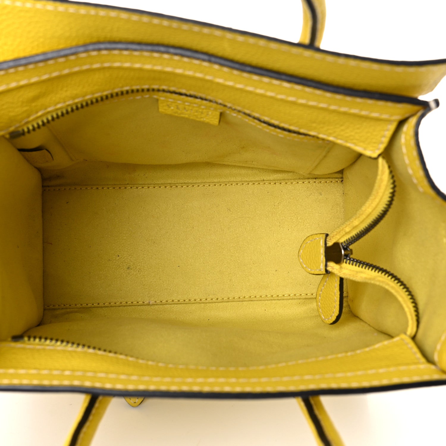 Celine Drummed Calfskin Nano Luggage Citron 5 of 18