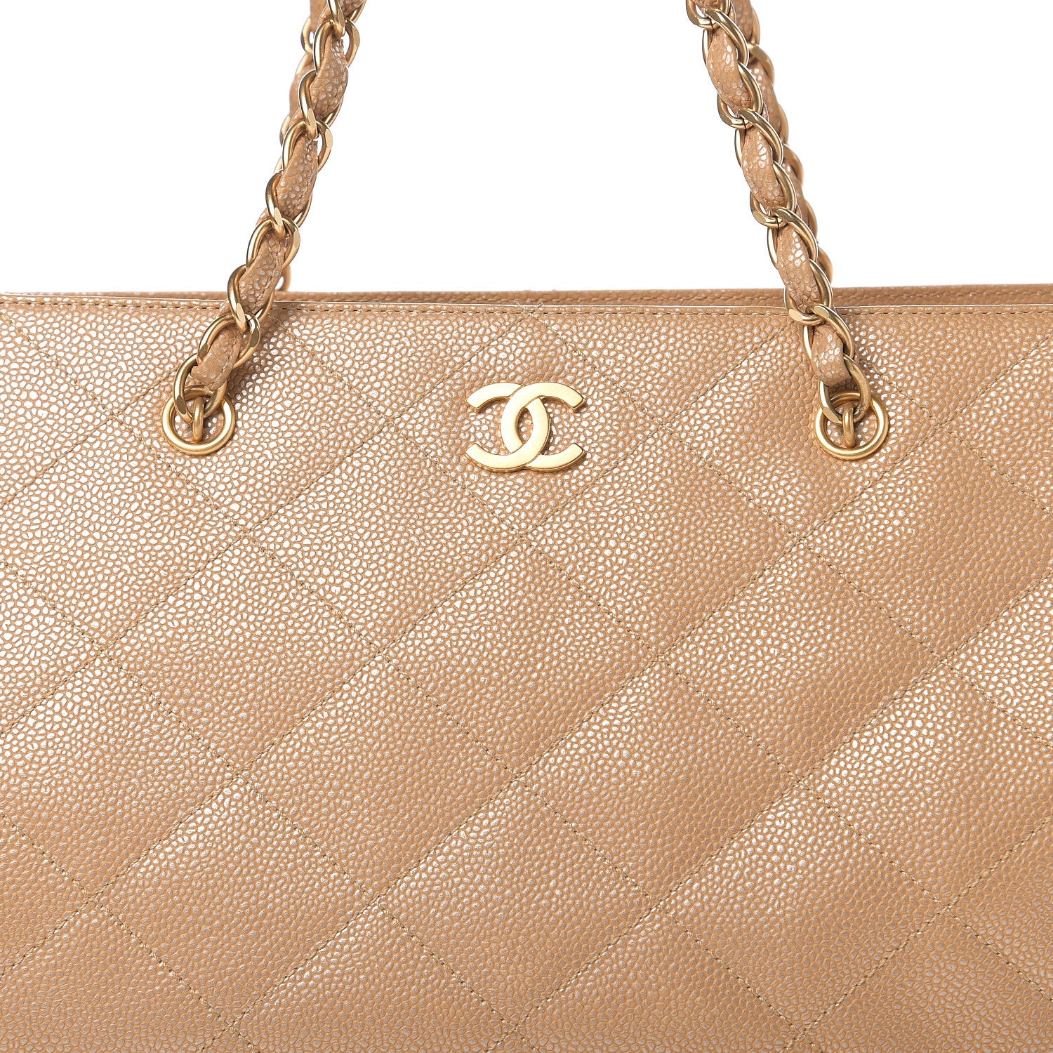 Chanel Metallic Caviar Quilted Shopping Tote Beige 9 of 11
