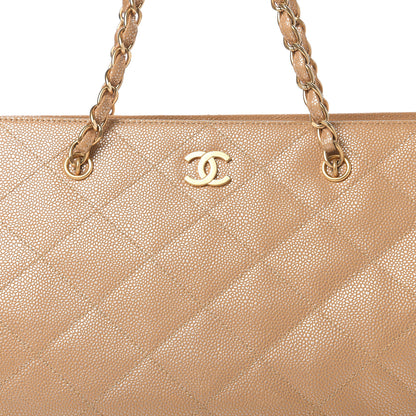 Chanel Metallic Caviar Quilted Shopping Tote Beige 9 of 11