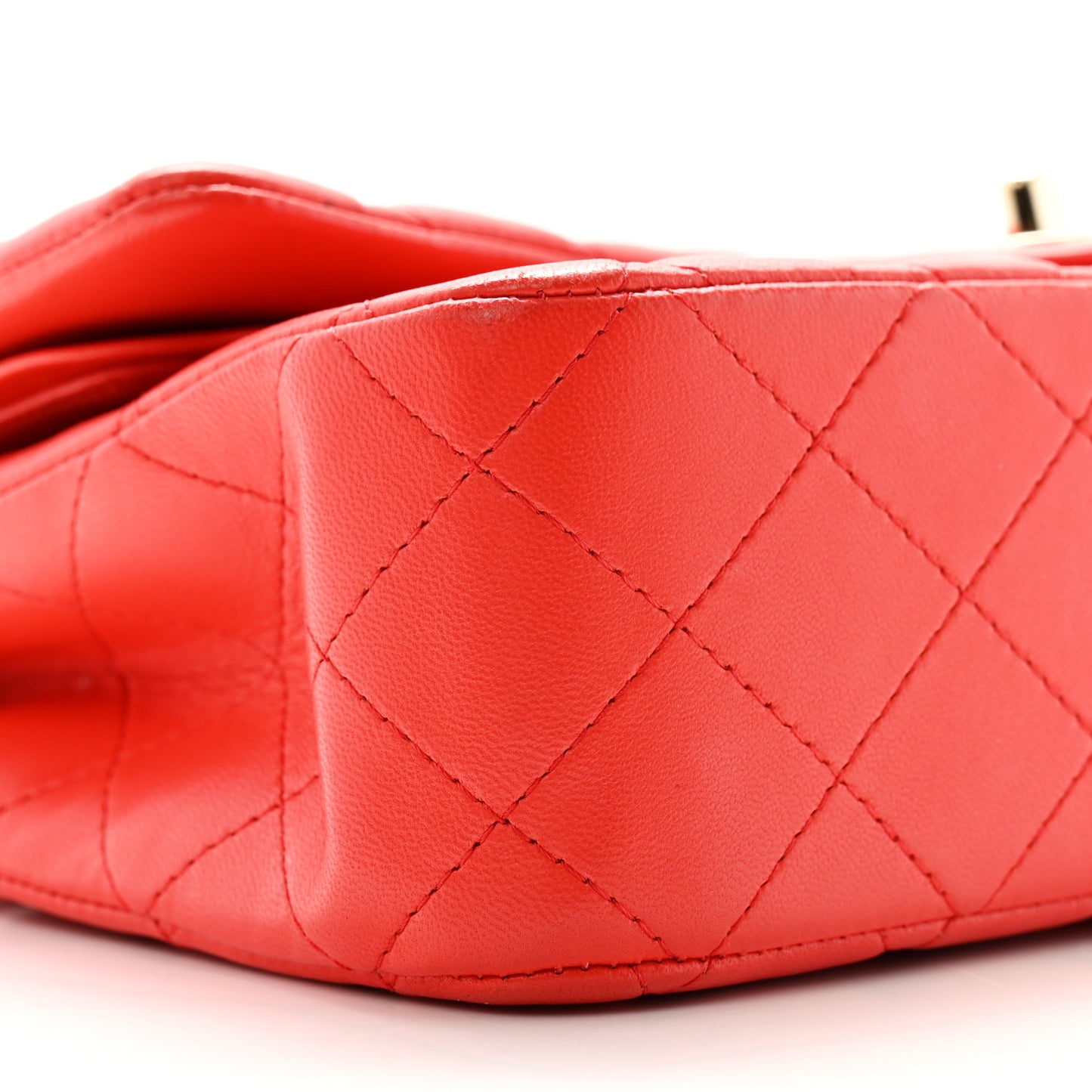 Lambskin Quilted Medium Double Flap Red