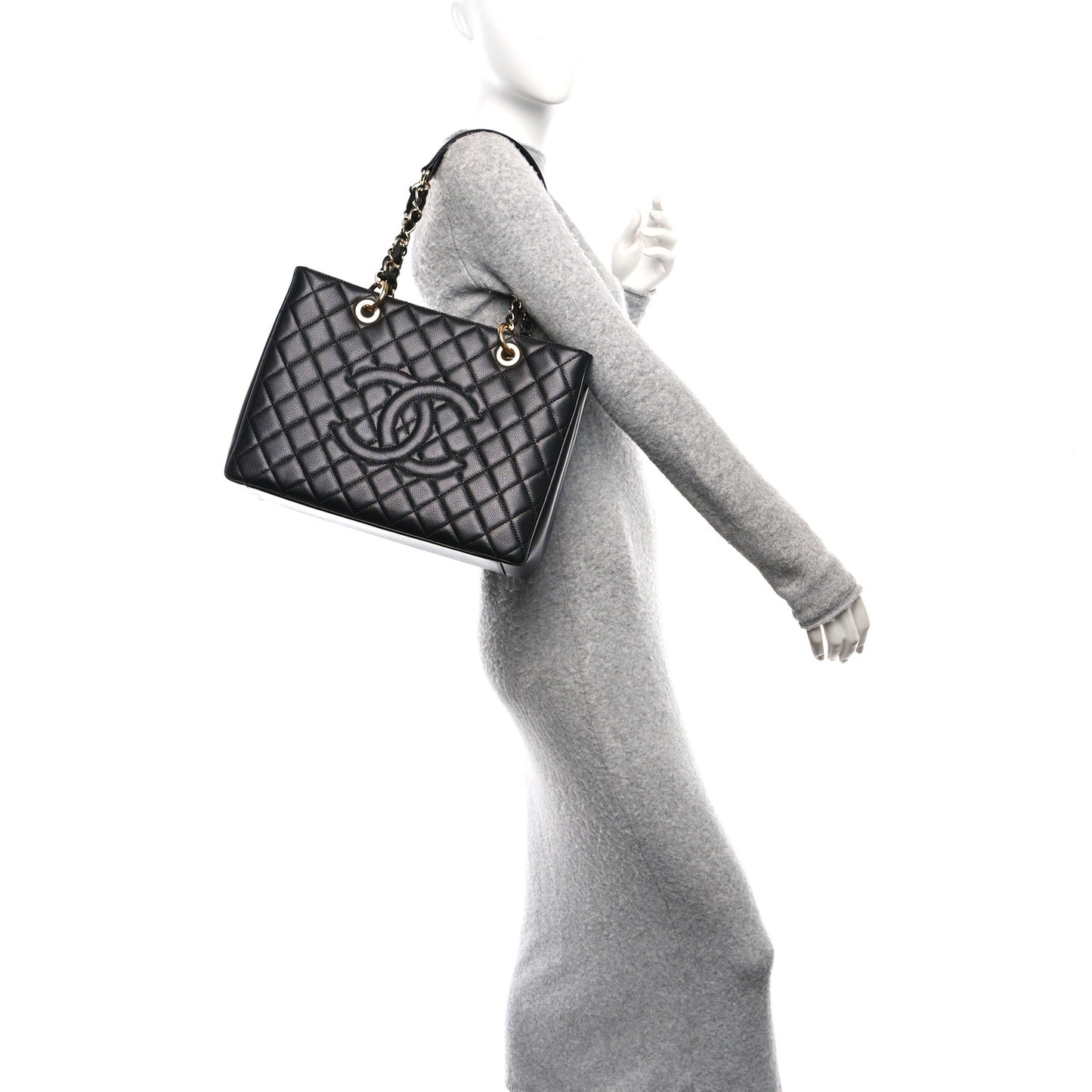 Caviar Quilted Grand Shopping Tote GST Black