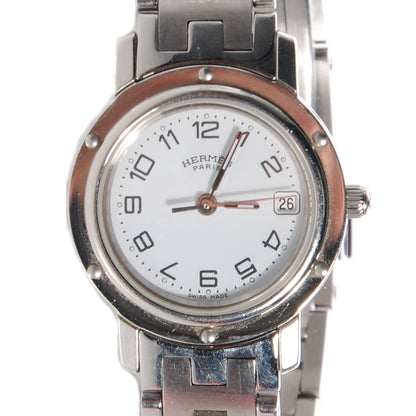 Hermes Stainless Steel 24mm Clipper Quartz Watch White 1 of 9