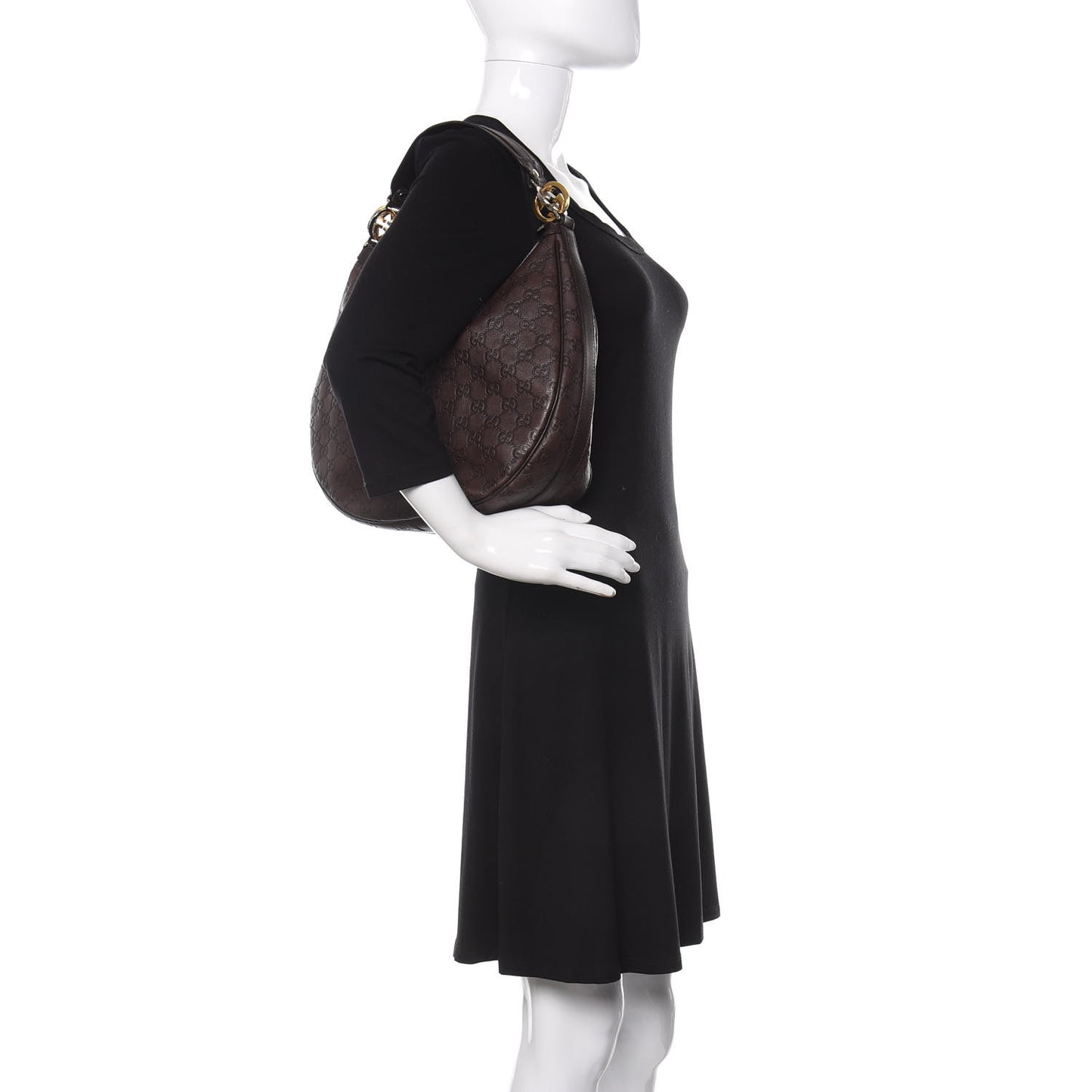 Guccissima Medium GG Twins Hobo Dark Brown