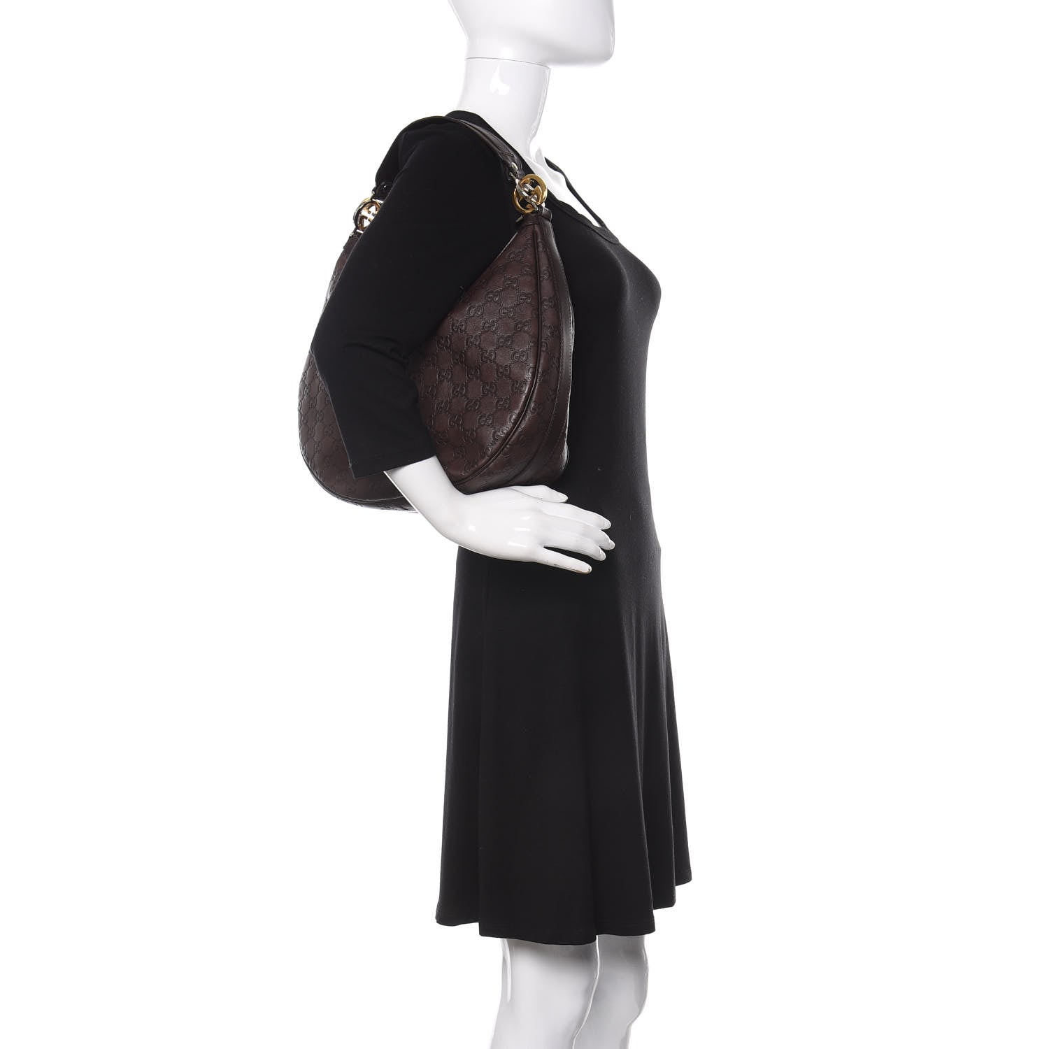 Gucci Guccissima Medium GG Twins Hobo Dark Brown 2 of 12