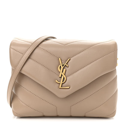 Saint Laurent Calfskin Y Quilted Monogram Toy Loulou Crossbody Bag Latte 1 of 10