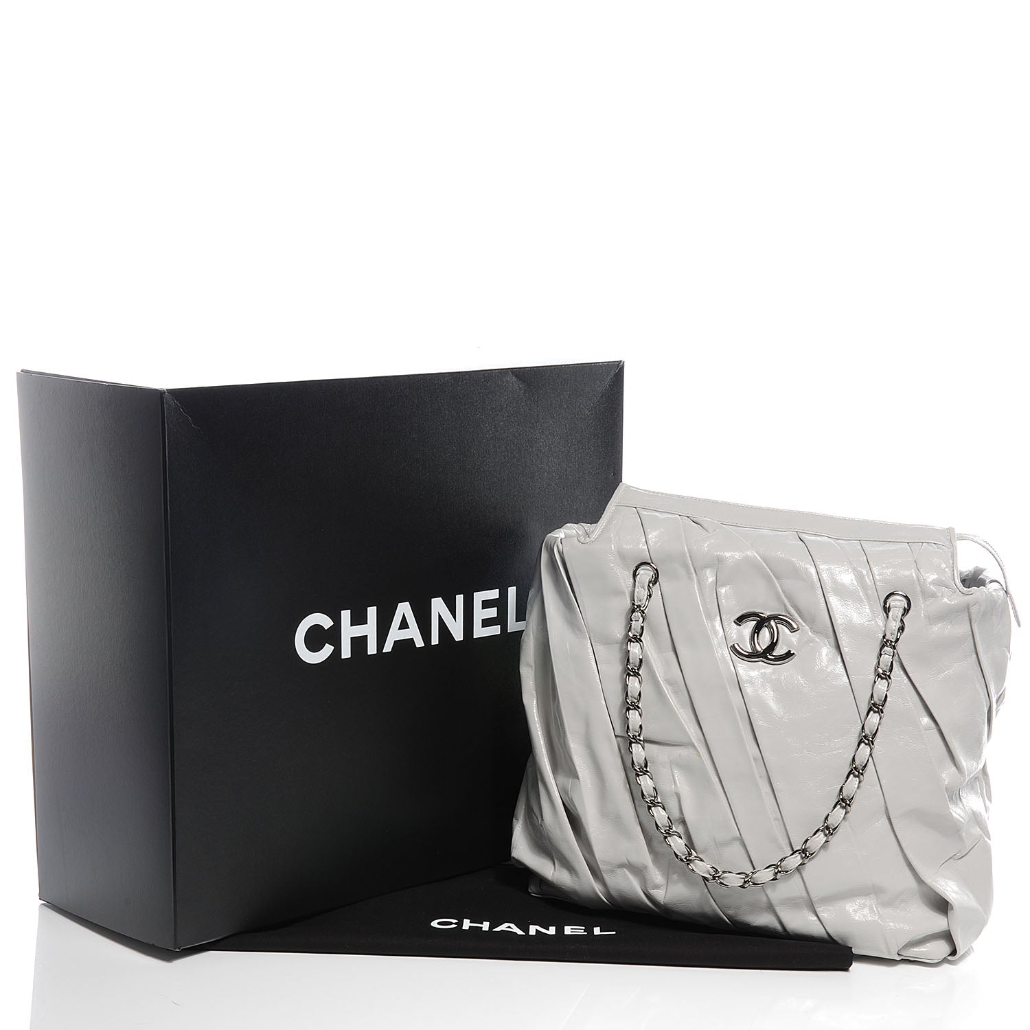 Chanel Leather CC Twisted Medium Tote Gray 5 of 8