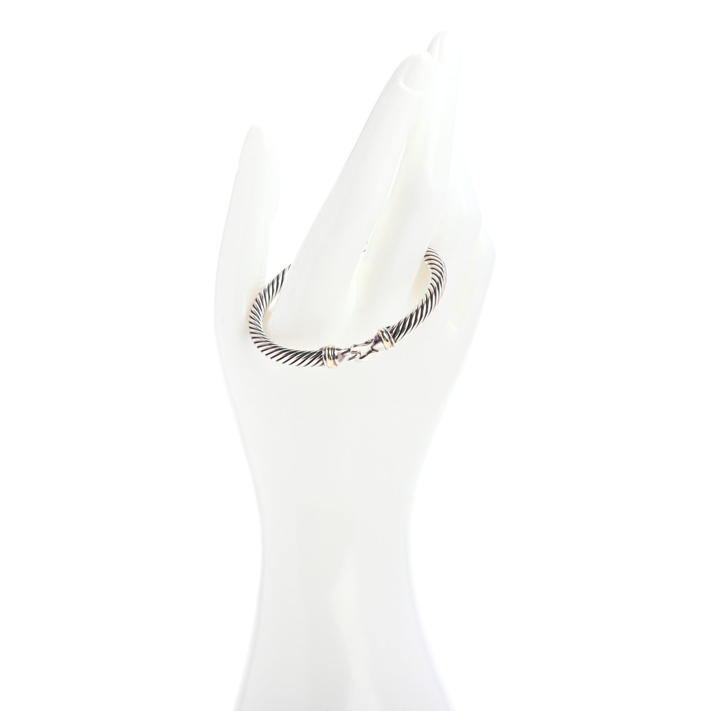 Sterling Silver 18K Yellow Gold 5mm Cable Classic Buckle Bracelet