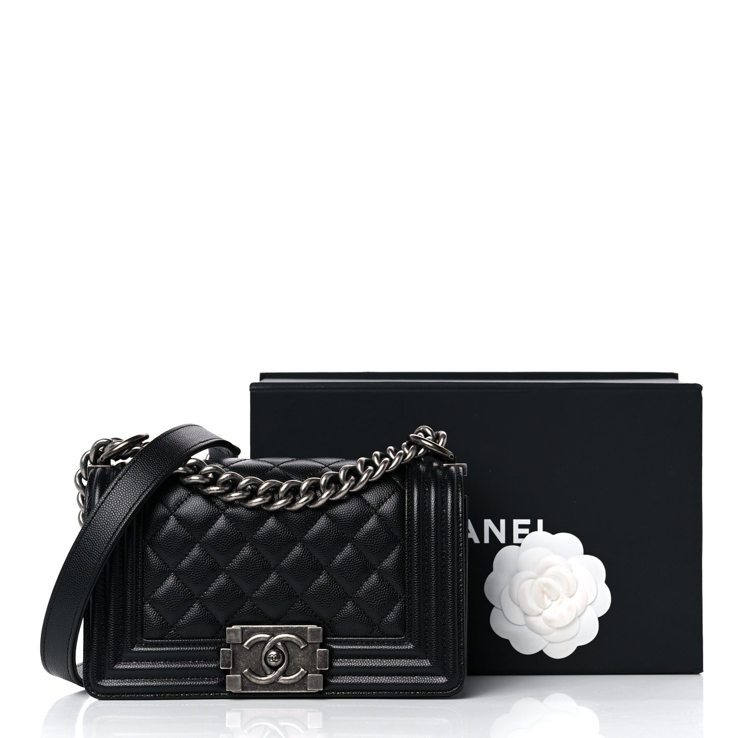 Caviar Quilted Small Boy Flap Black