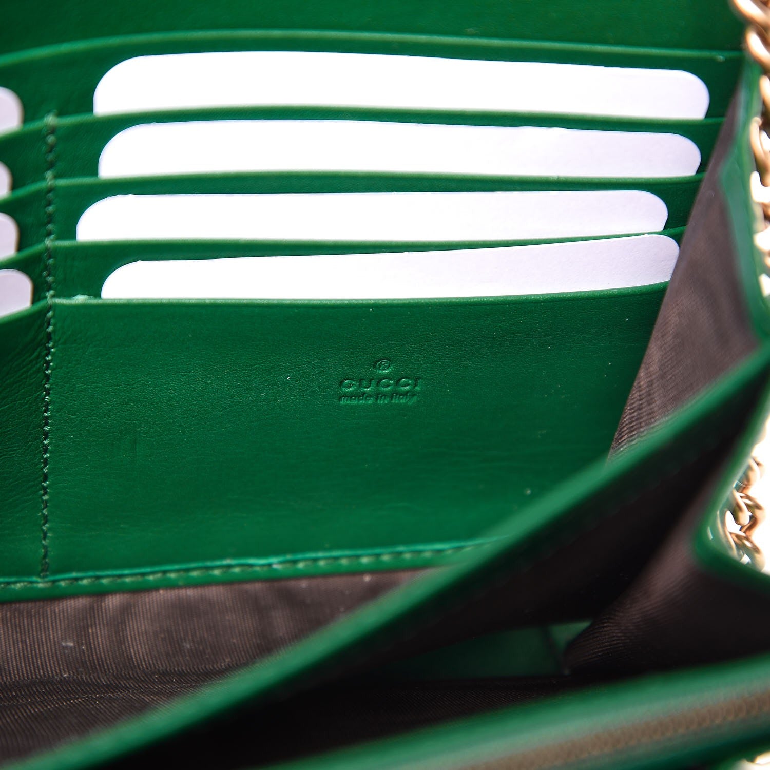 Gucci Calfskin Matelasse GG Marmont Chain Wallet Emerald Green 6 of 8