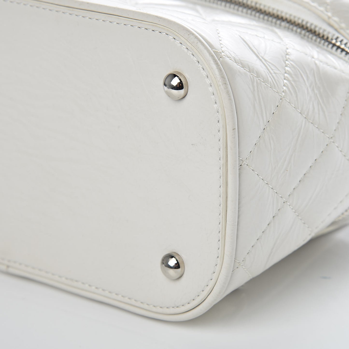 Crumpled Calfskin PVC Quilted Backpack White