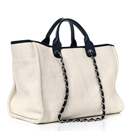 Chanel Woven Straw Raffia Medium Deauville Tote White Navy 2 of 12