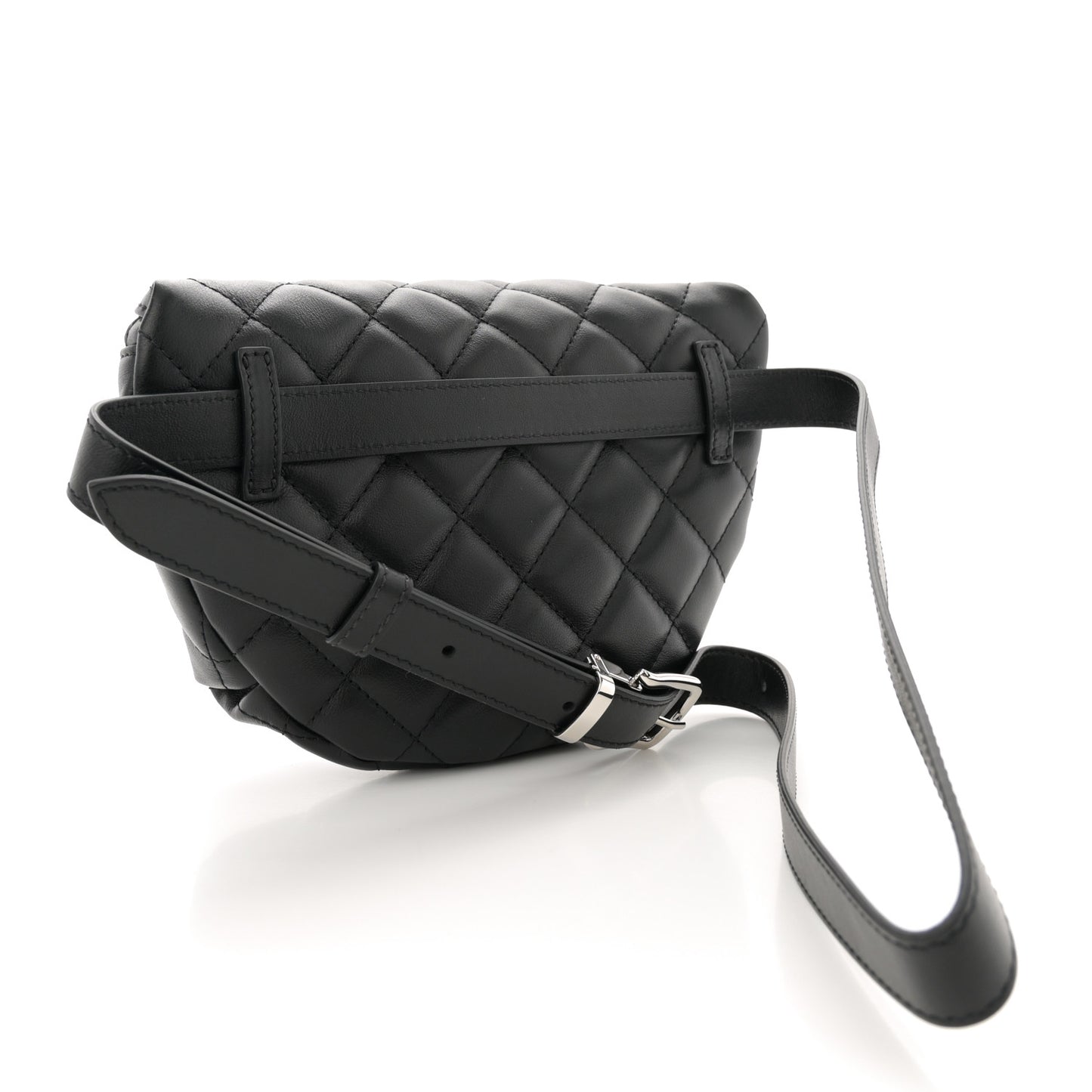 Calfskin Quilted Waist Belt Bag Black