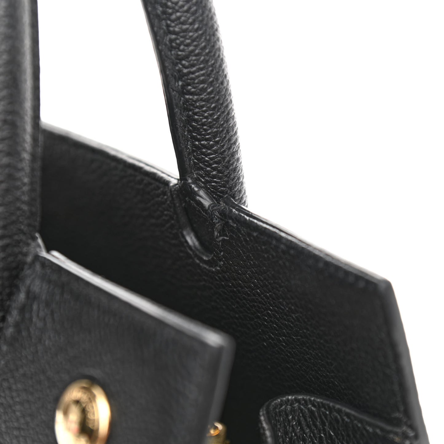 Grainy Calfskin Mini Two Handle Title Bag Black