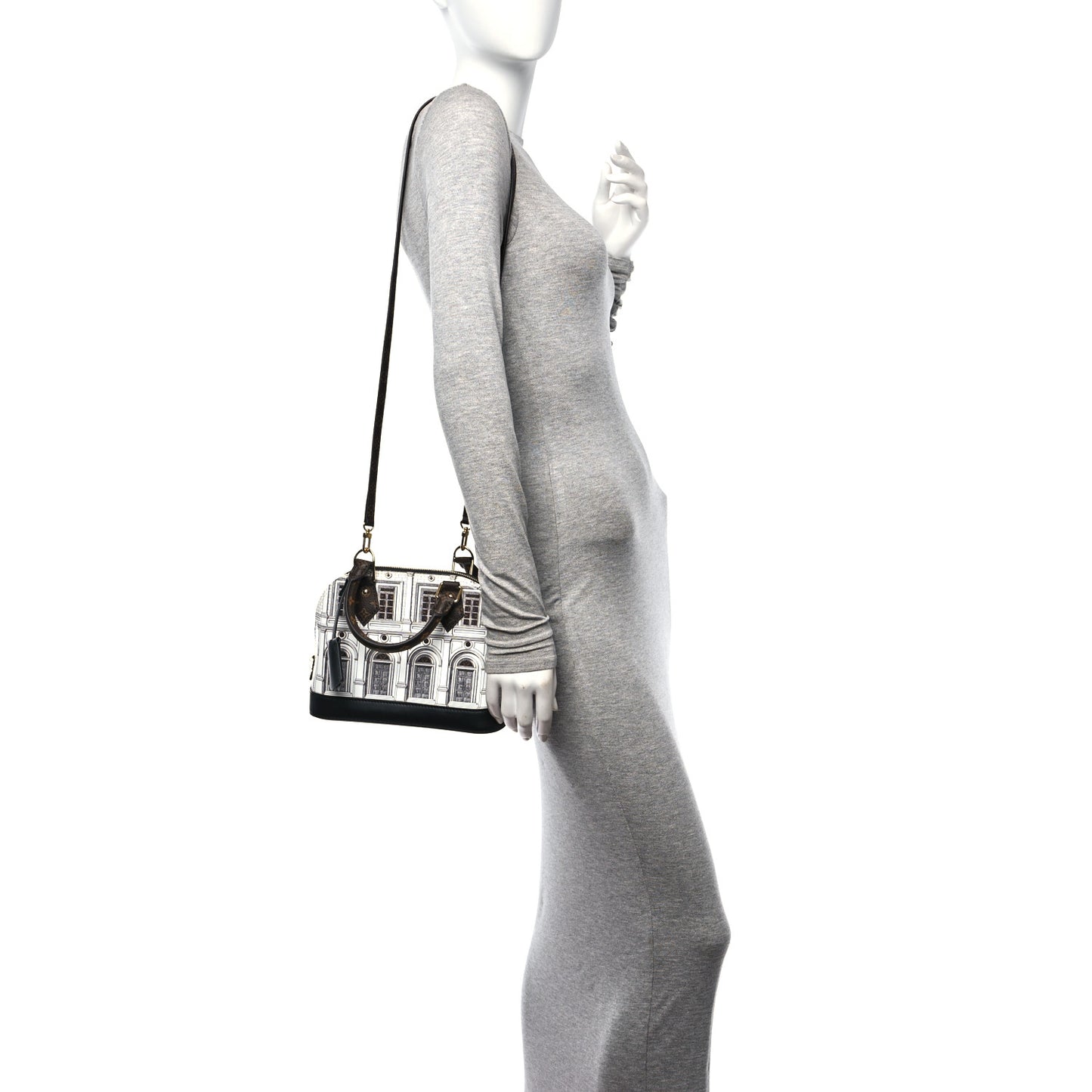 X FORNASETTI Calfskin Architettura Alma BB Black White
