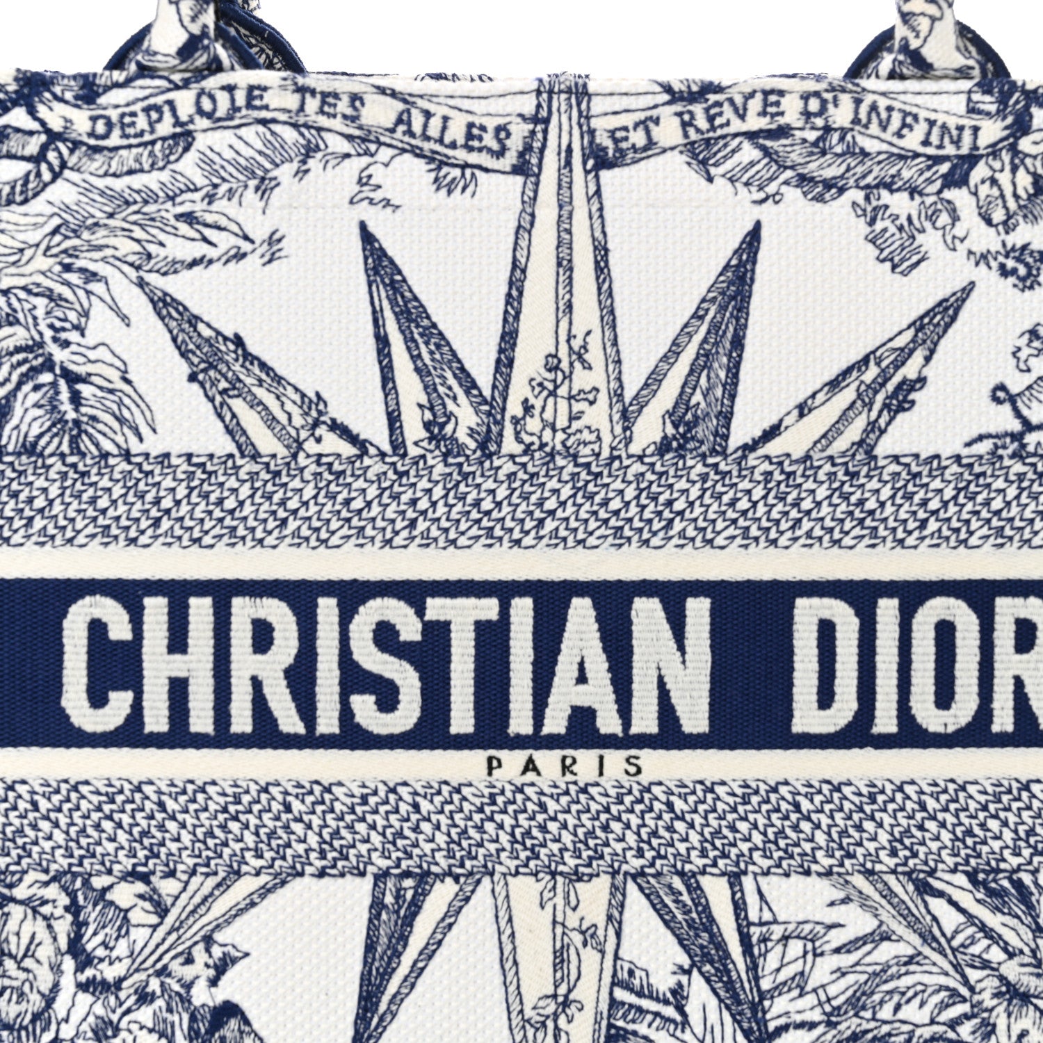 Christian Dior Canvas Embroidered Medium Reve d'Infini Book Tote Blue 8 of 12