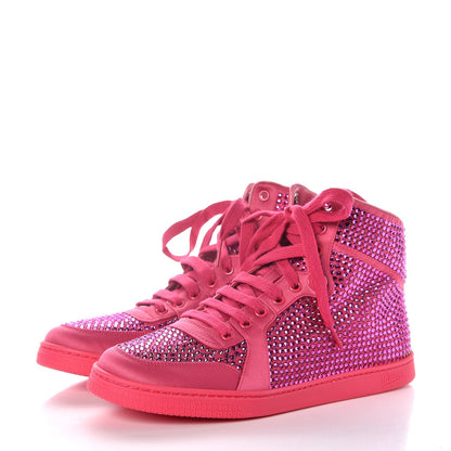 Gucci Satin Crystal High Top Sneakers 39 Pink 3 of 7