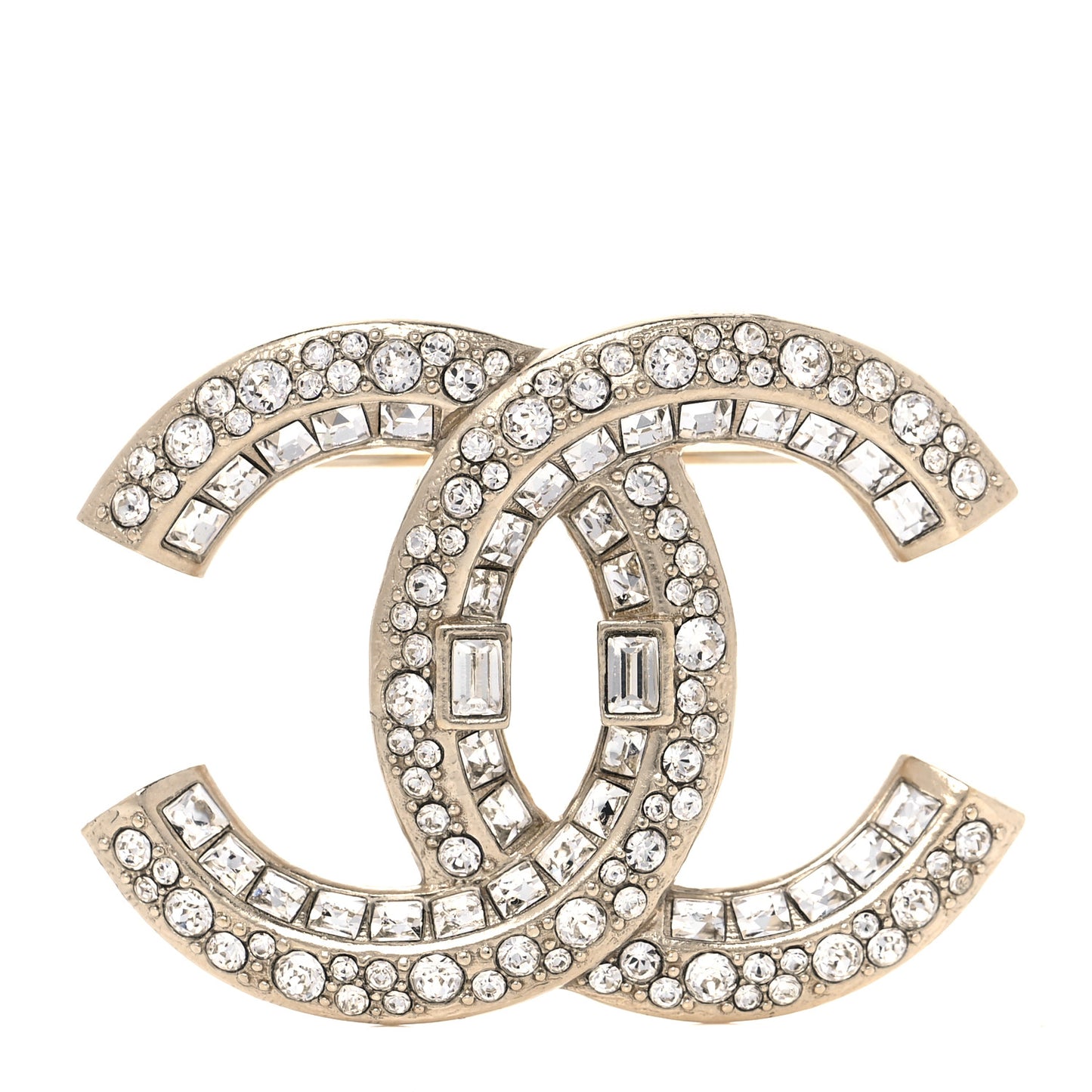 Baguette Crystal CC Brooch Light Gold
