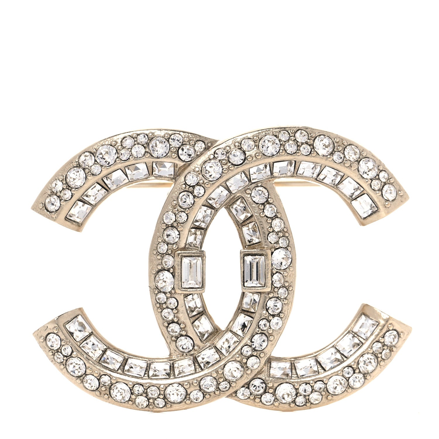 Chanel Baguette Crystal CC Brooch Light Gold 1 of 4
