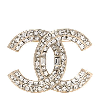 Chanel Baguette Crystal CC Brooch Light Gold 1 of 4