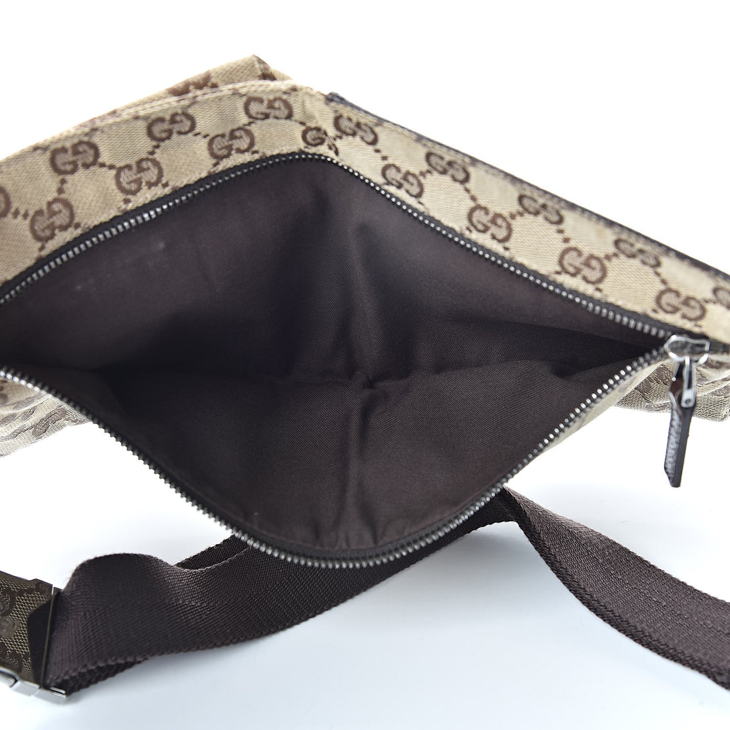 GG Monogram Double Pocket Belt Bag Dark Brown