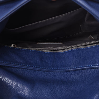 Chanel Glazed Caviar Flap Hobo Dark Blue 6 of 12