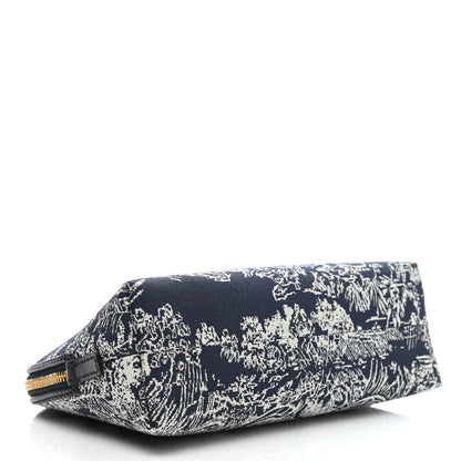 Christian Dior Embroidered Toile De Jouy 30 Montaigne Cosmetic Pouch Blue 4 of 9