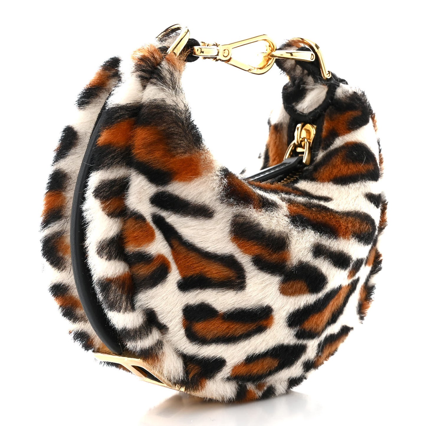 Sheepskin Vitello Grace Pony Hair Ocelot Nano Fendigraphy Hobo Charm Multicolor Black