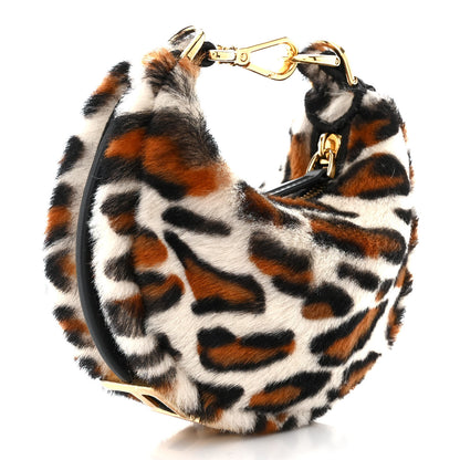 Fendi Sheepskin Vitello Grace Pony Hair Ocelot Nano Fendigraphy Hobo Charm Multicolor Black 2 of 10