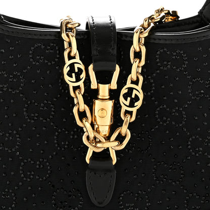 Gucci New Canvas Charisma Calfskin Crystal GG Monogram Mini Jackie 1961 Hobo Black 8 of 12