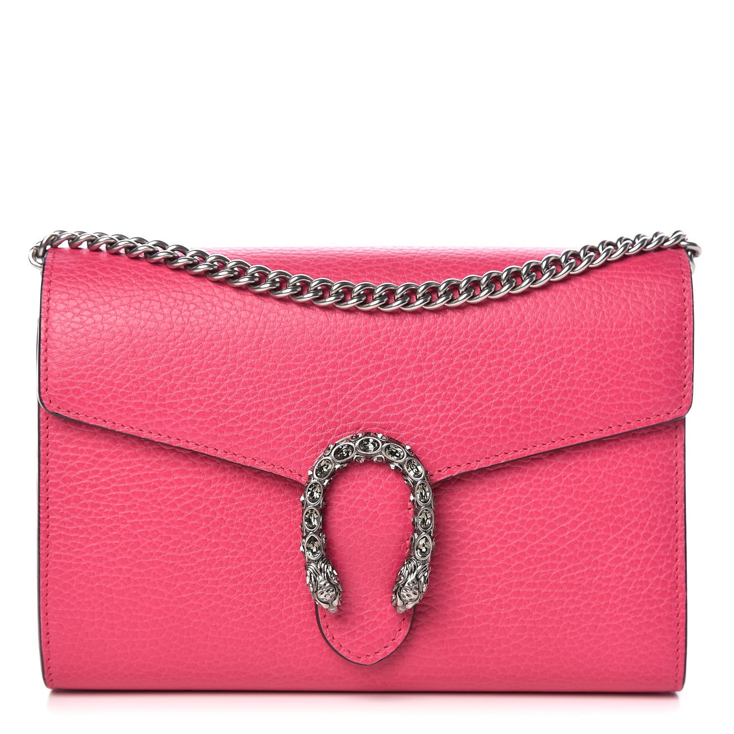 Gucci Dollar Calfskin Crystal Mini Dionysus Chain Wallet Box Pink 1 of 10
