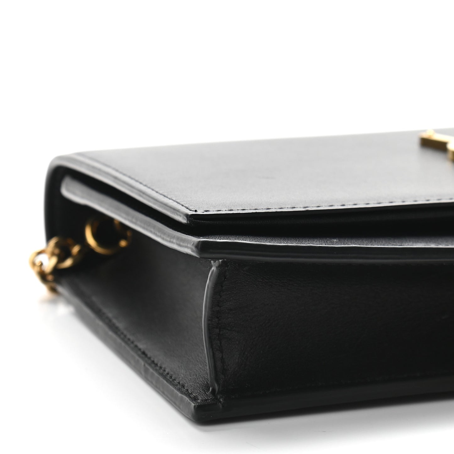 Smooth Calfskin Classic Monogram Kate Tassel Chain Wallet Black